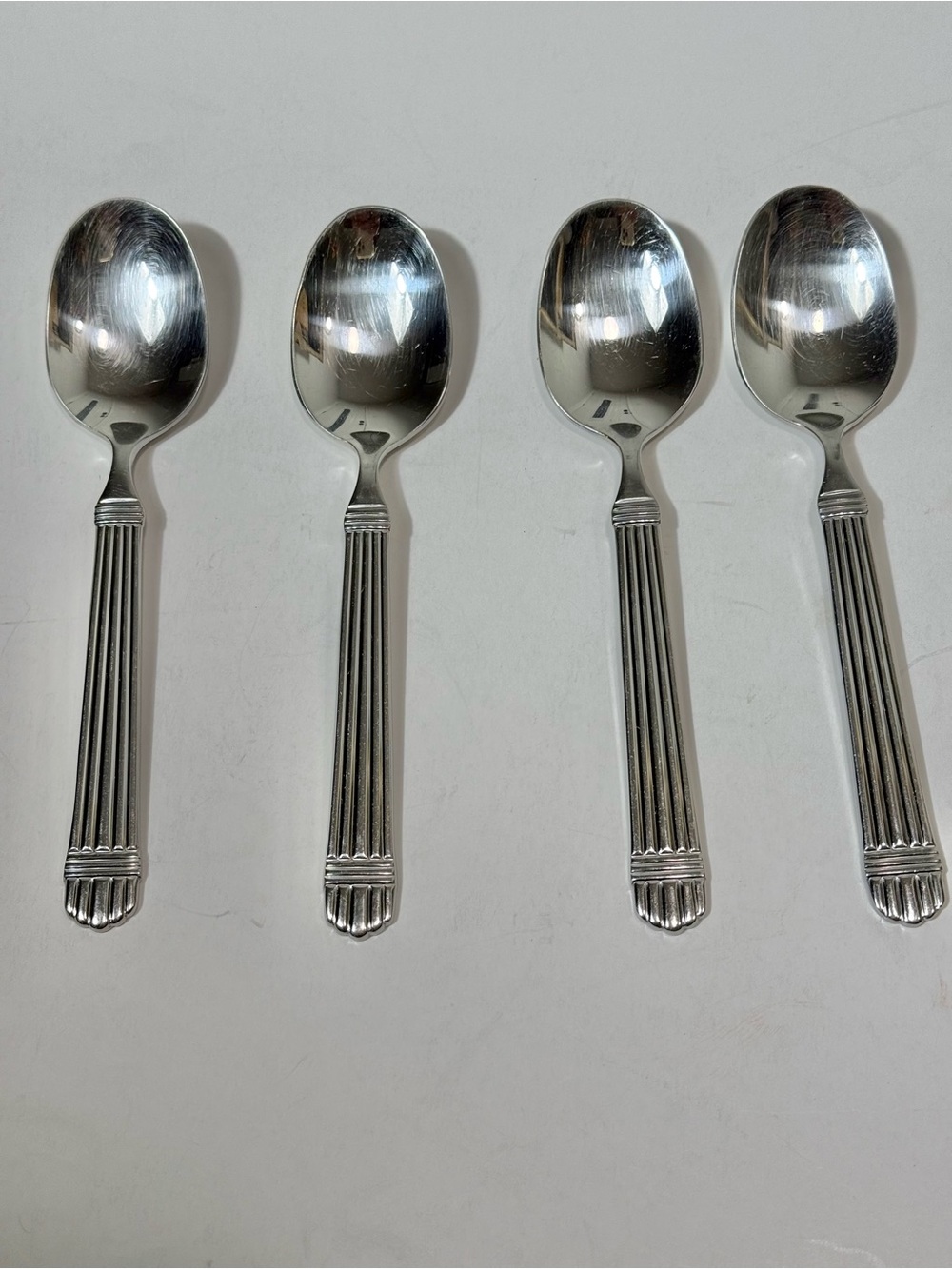 4 Wallace CHARDONNAY Teaspoons 18/8 Stainless Glossy Ribbed 6 3/8" Flatware